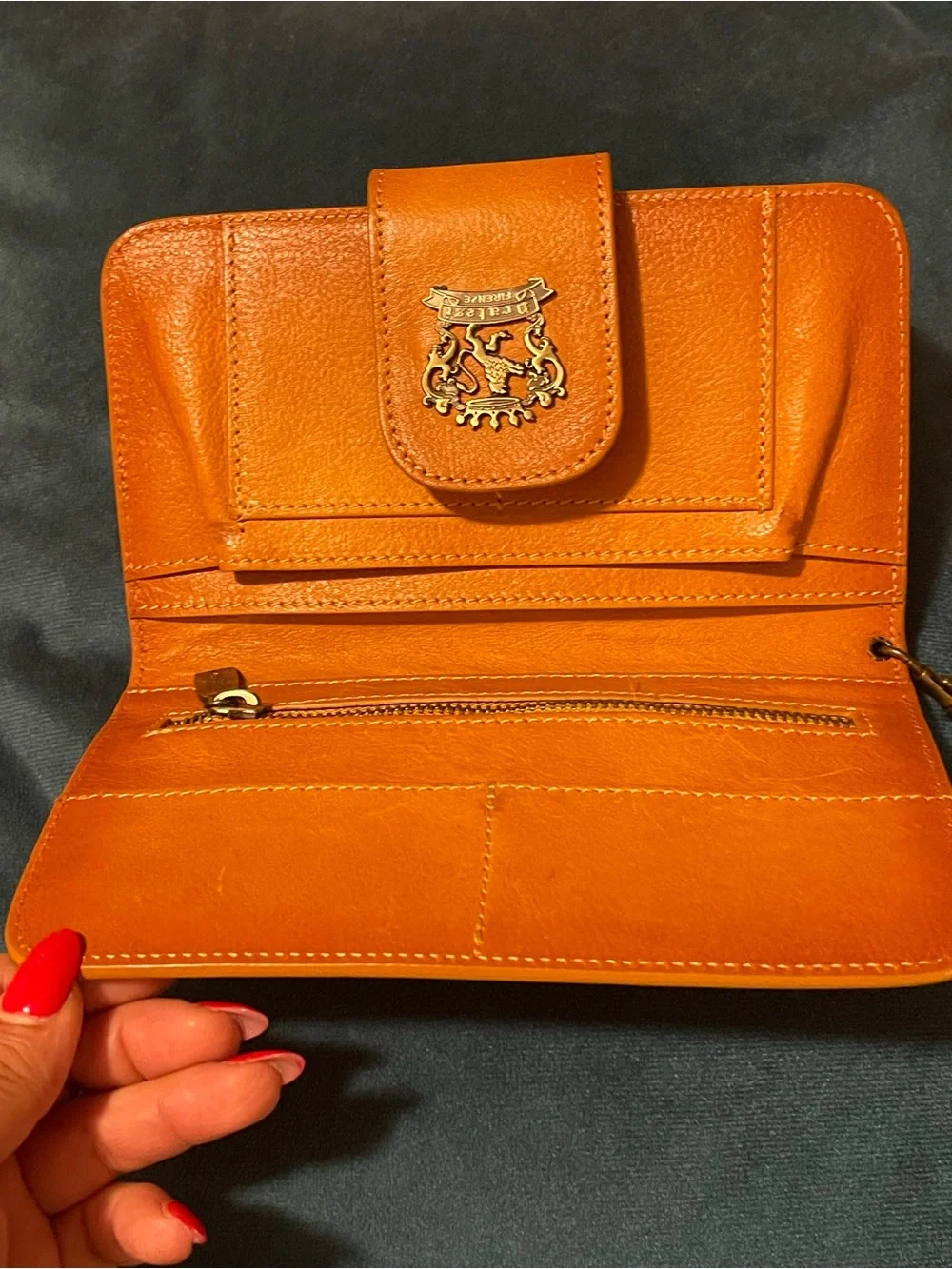 Rare Pratesi Firenze Cognac Leather Long Wallet Wristlet Bag